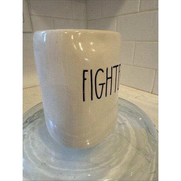 FIGHTER White Coffee Mug by Magenta. Rae Dunn Artisan Collection Design. - Picture 7 of 10